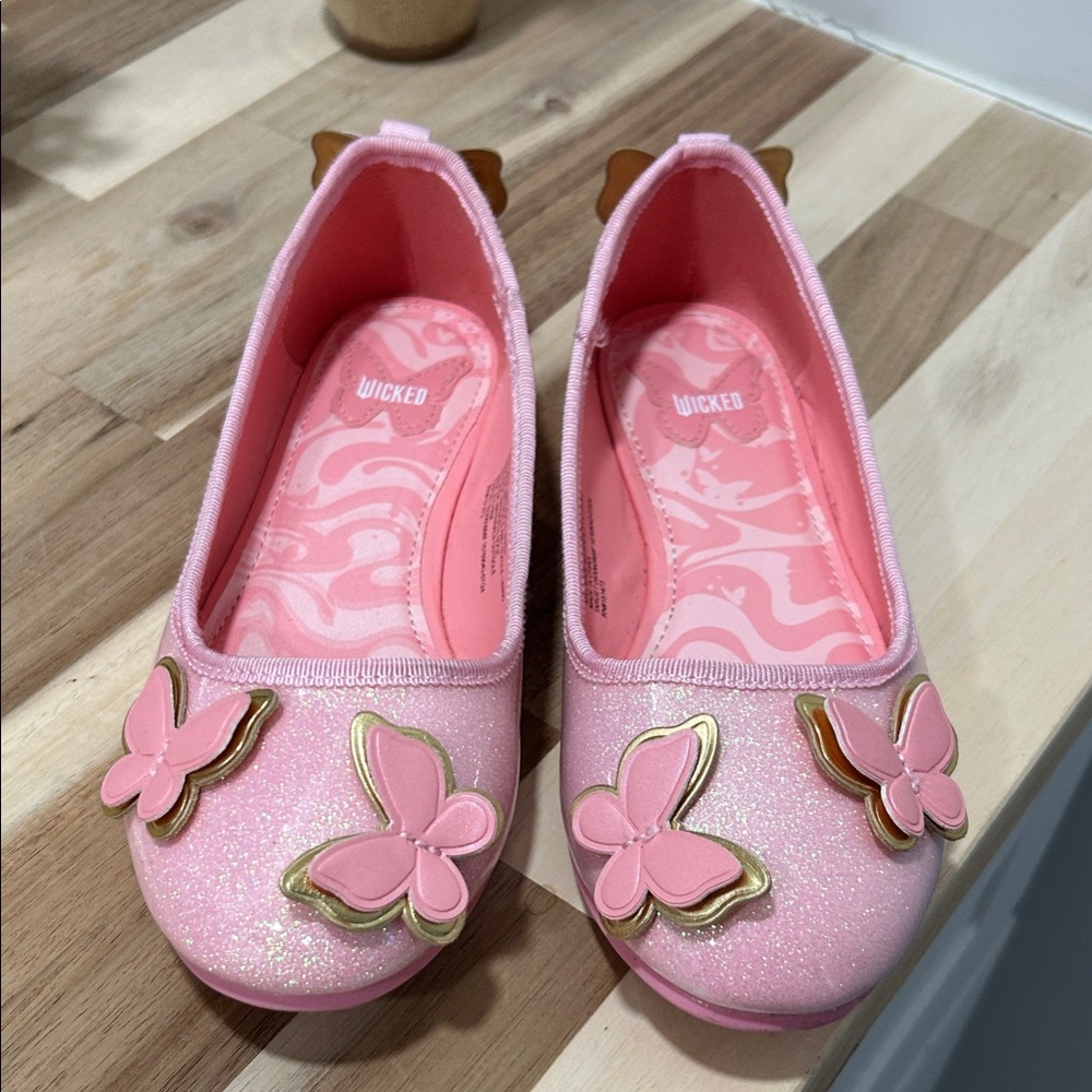 Wicked Pink Glitter Butterfly Dress Shoes for Kids